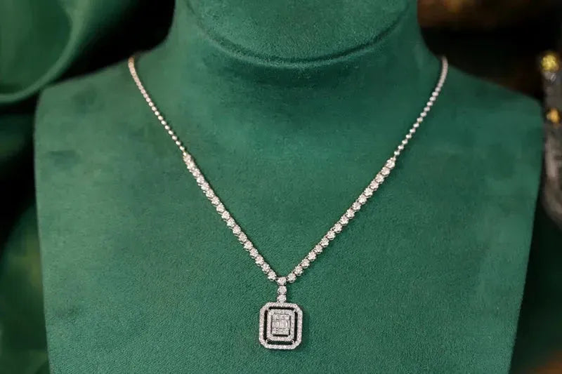 18K White Gold Diamond Necklace for Women - 1.2 Carat Natural Diamond Pendant, Luxury Shiny Party Jewelry, Perfect for Weddings, Anniversaries & Special Occasions
