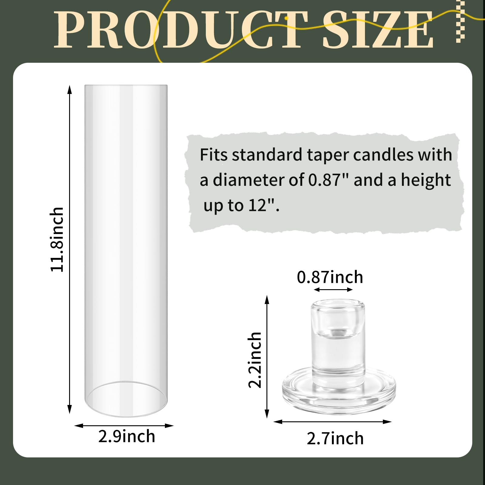 6-Piece Bulk Hurricane Glass Candle Holders Set - Large Taper Candle Holders with Cover & Heavy Base for Wedding, Party, Christmas Decor - Perfect for Table Centerpieces, Holiday Lighting, and Romantic Ambiance