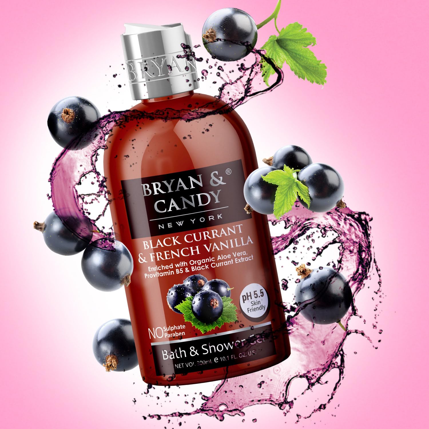 Bryan & Candy Aloe Vera Shower Gel - Gentle Moisturizing Body Wash for Soft, Supple Skin | Black Currant Scented (300ml) | Perfect for Daily Hydration & Relaxing Bath Time