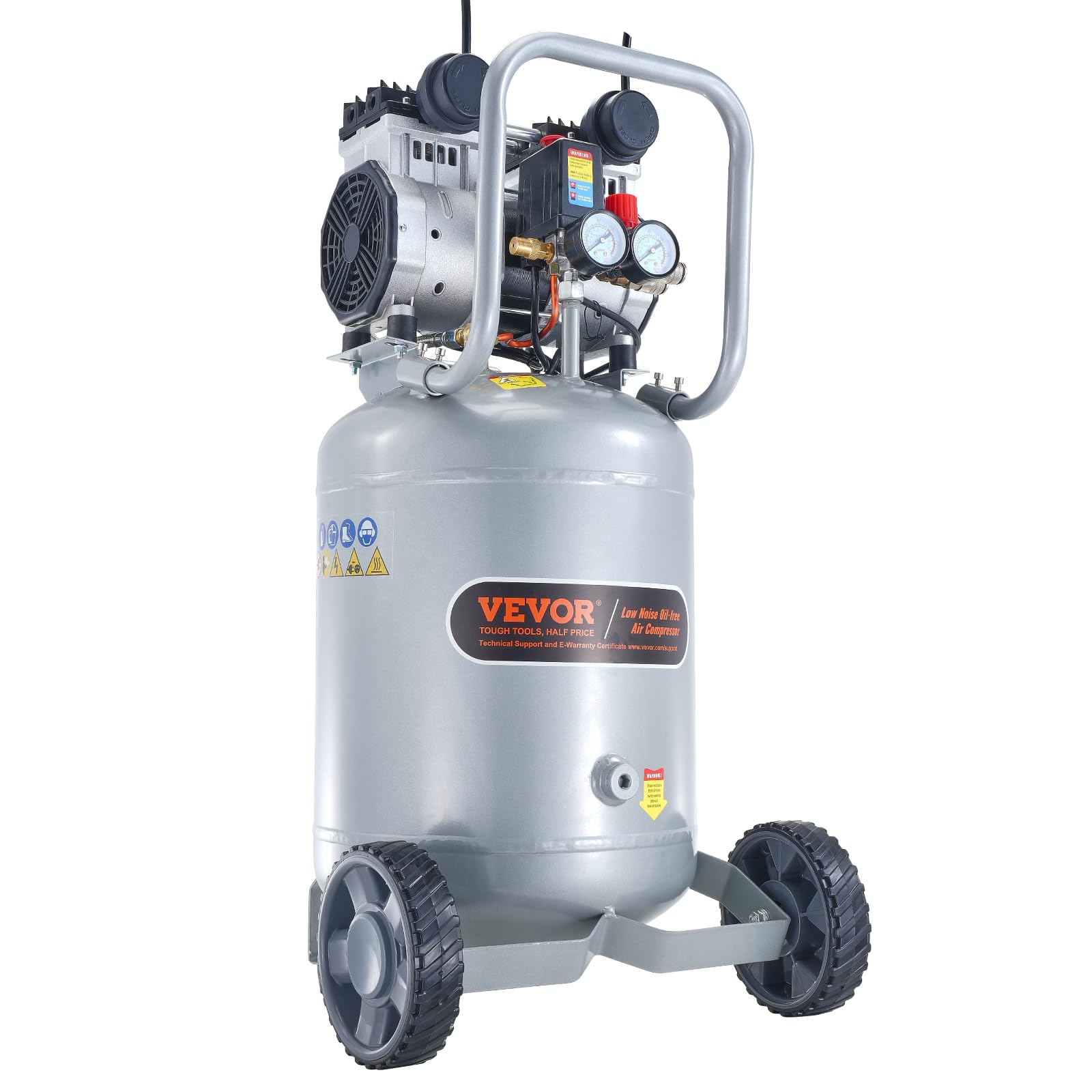 VEVOR 13 Gallon Air Compressor - 2HP Oil-Free 4.6 SCFM@90PSI with 125PSI Max Pressure, 66dB Ultra Quiet 120V Electric Air Compressor for Auto Repair, Spray Painting, Woodworking, Nailing & DIY Projects - Perfect for Home Garage, Workshop and Construction Sites