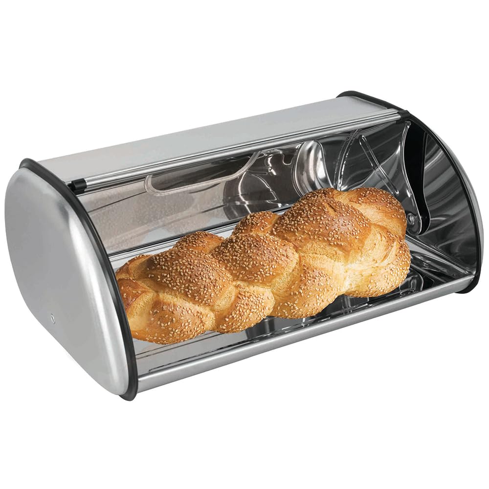 Stainless Steel Bread Box for Kitchen - Home Basics Silver Bread Storage Container | Keep Bread Fresh, Organize Countertop, Perfect for Pantry, Dining Room & Bakery Style Display