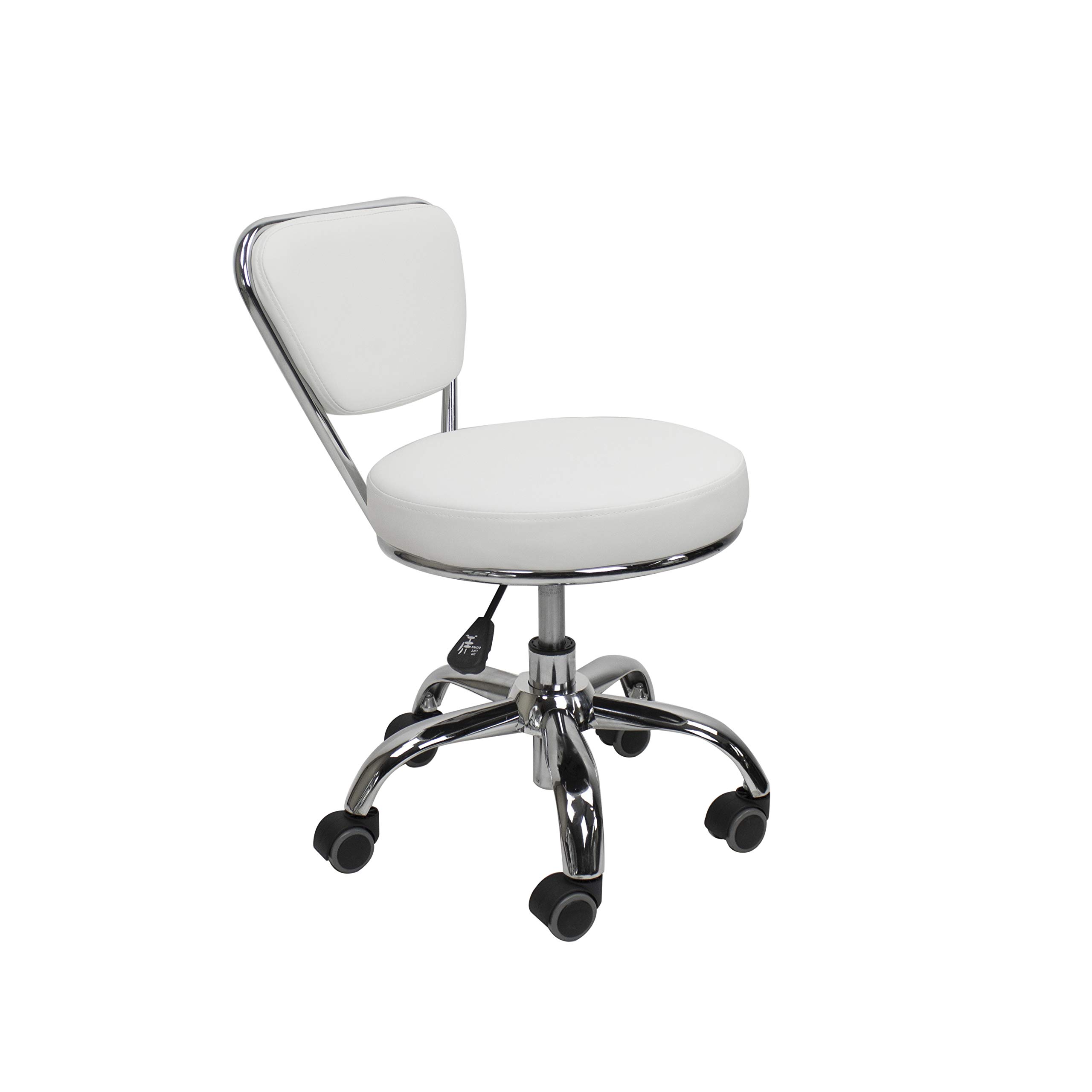 Dayton Garage Rolling Seat (White) - Adjustable Height 13