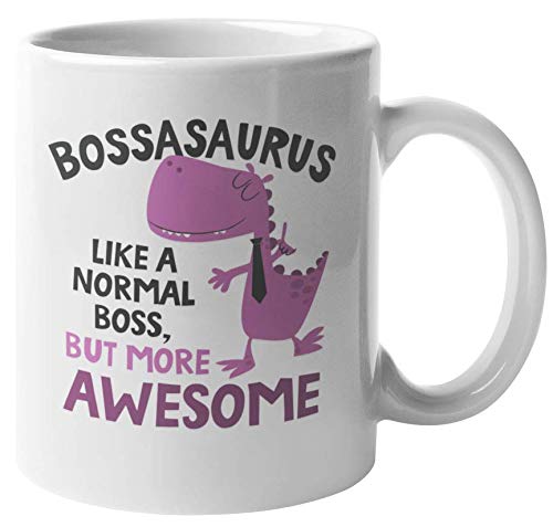 Bossasaurus Coffee Mug - 11oz Ceramic Cup with Funny 'Like a Boss' Design for Office, Home & Gifts - Perfect for Coffee, Tea & Hot Beverages