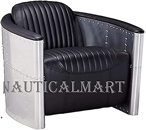 NauticalMart Black Visibility Lounge Chair - Comfortable Living Room Furniture for Relaxing, Reading & Watching TV