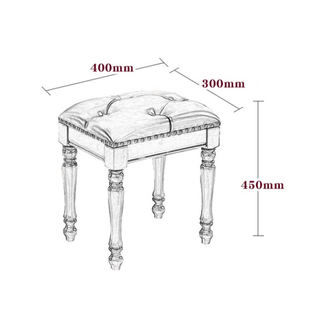 White Vanity Bench Stool - 40x30x45cm Multi-Purpose Seat for Bedroom, Porch, Shoe Changing & Piano - Elegant Home Decor Accent for Dressing Table, Entryway & Small Dining Areas