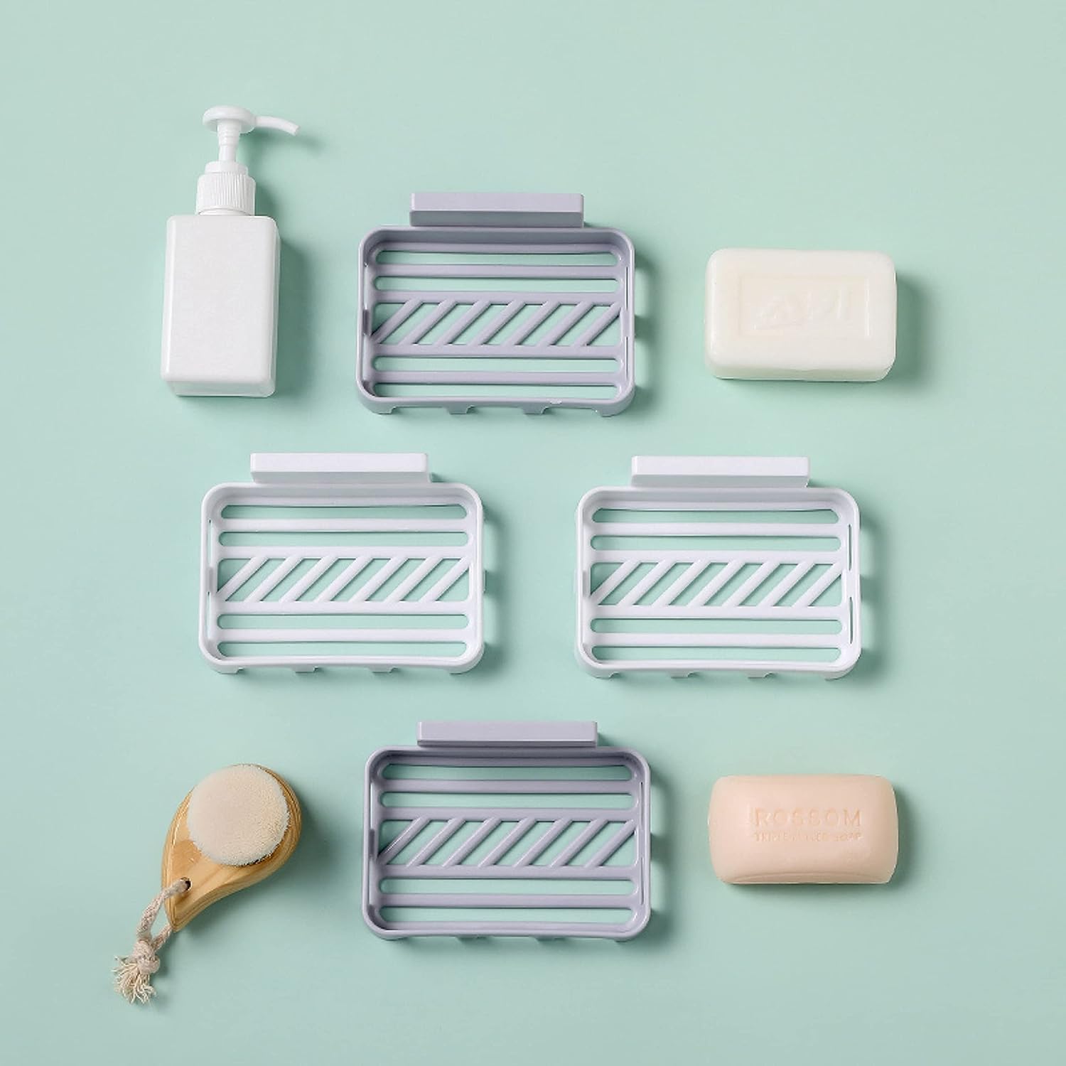 Arawaza 4-Pack Plastic Soap Holder for Bathroom & Kitchen - Wall-Mounted Soap Dish Stand with Drainage Holes - Perfect for Shower, Sink, and Countertop Organization (Clearance Deal)