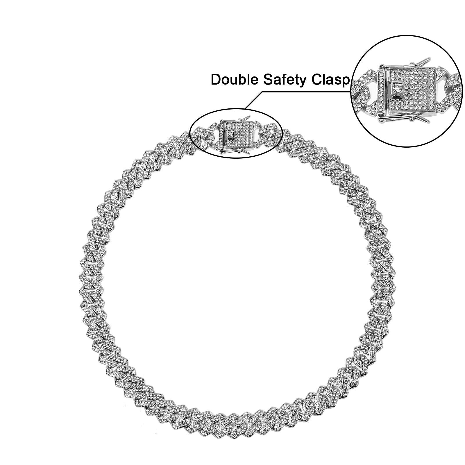 Saintda Cuban Link Chain for Men & Women - Iced Out Silver, Gold & Rose Gold Miami Cuban Necklace - Bling Diamond Hip Hop Jewelry with Gift Box - Perfect for Parties, Gifts & Streetwear Fashion