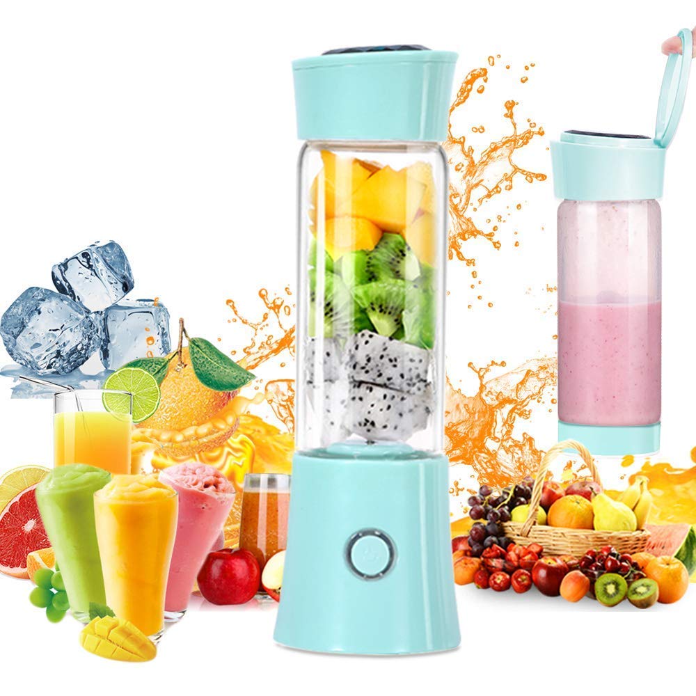 DIHAO Portable Blender 480ML - USB Rechargeable Personal Blender with 6 Stainless Steel Blades, Mini Juicer Cup for Smoothies, Shakes & Fruit Juices - Perfect for Home, Office, Gym & Outdoor Activities