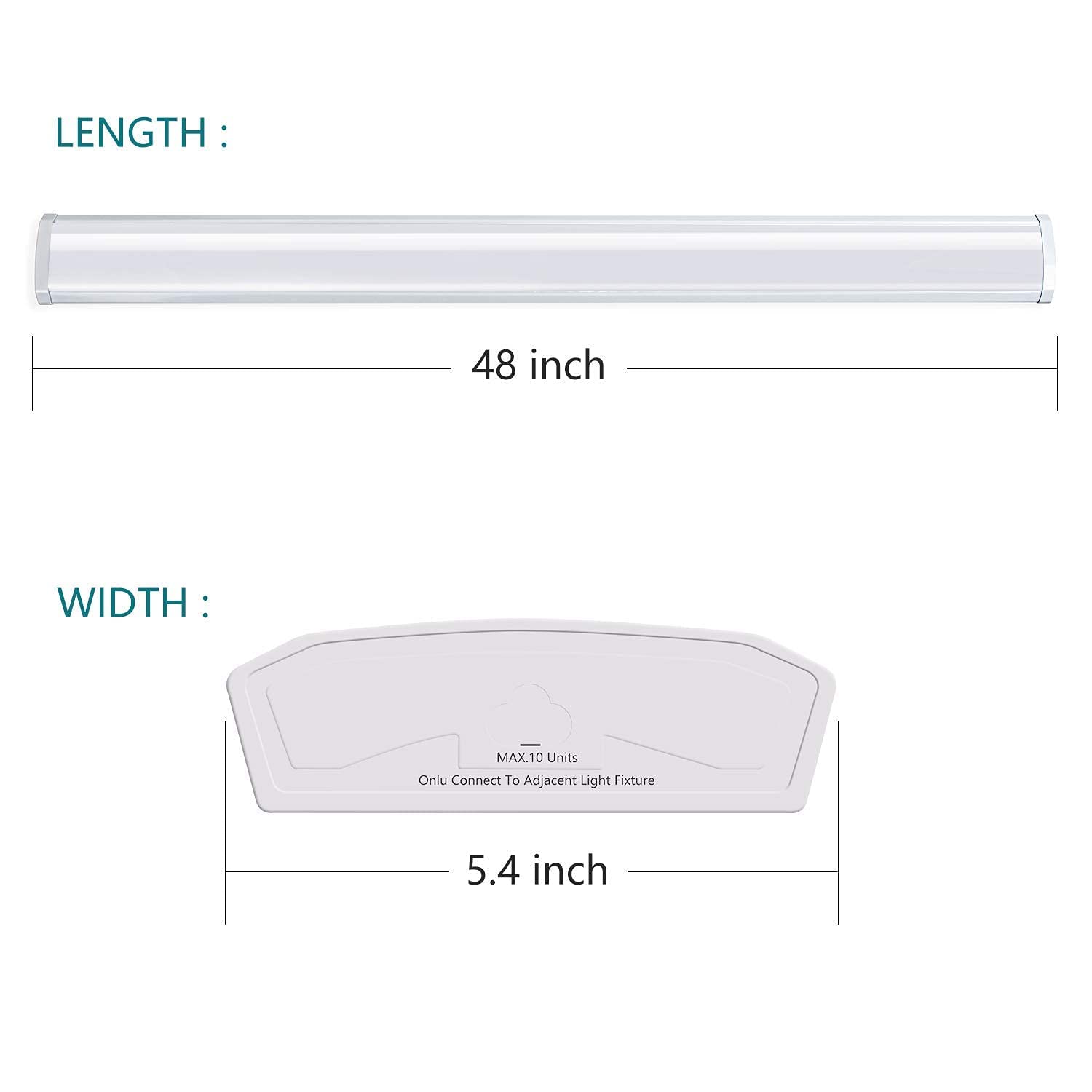 ANTLUX Linkable 4FT LED Wraparound Shop Light - 40W 4400 Lumens 4000K Flush Mount Garage Lighting - 4 Pack Linear Puff Ceiling Fixture - Fluorescent Tube Replacement for Warehouse, Workshop & Basement