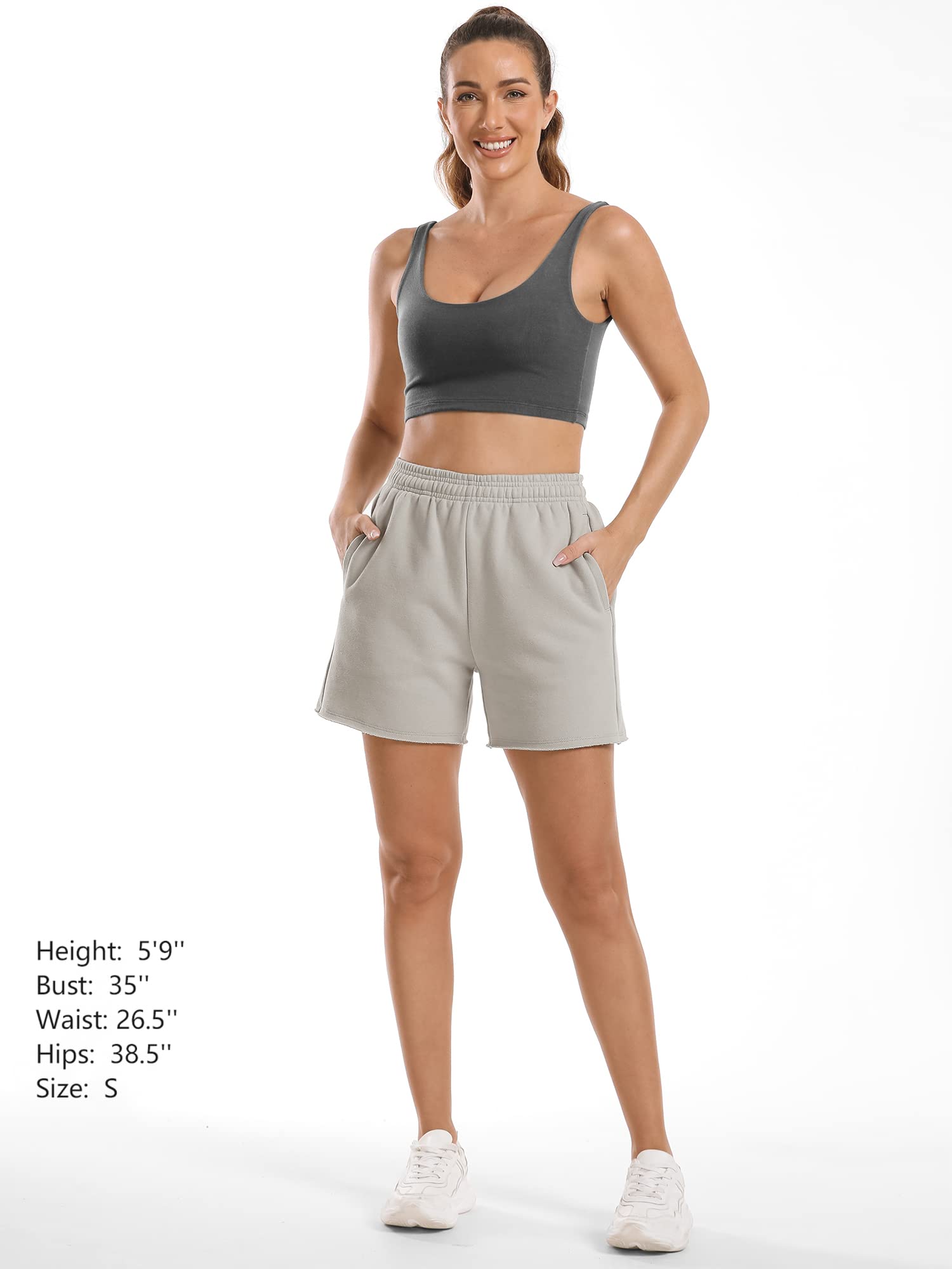 Stelle Women's High Waisted Sweat Shorts - Soft Cotton Casual Drawstring Lounge Shorts with Pockets for Workout, Yoga & Home Relaxation
