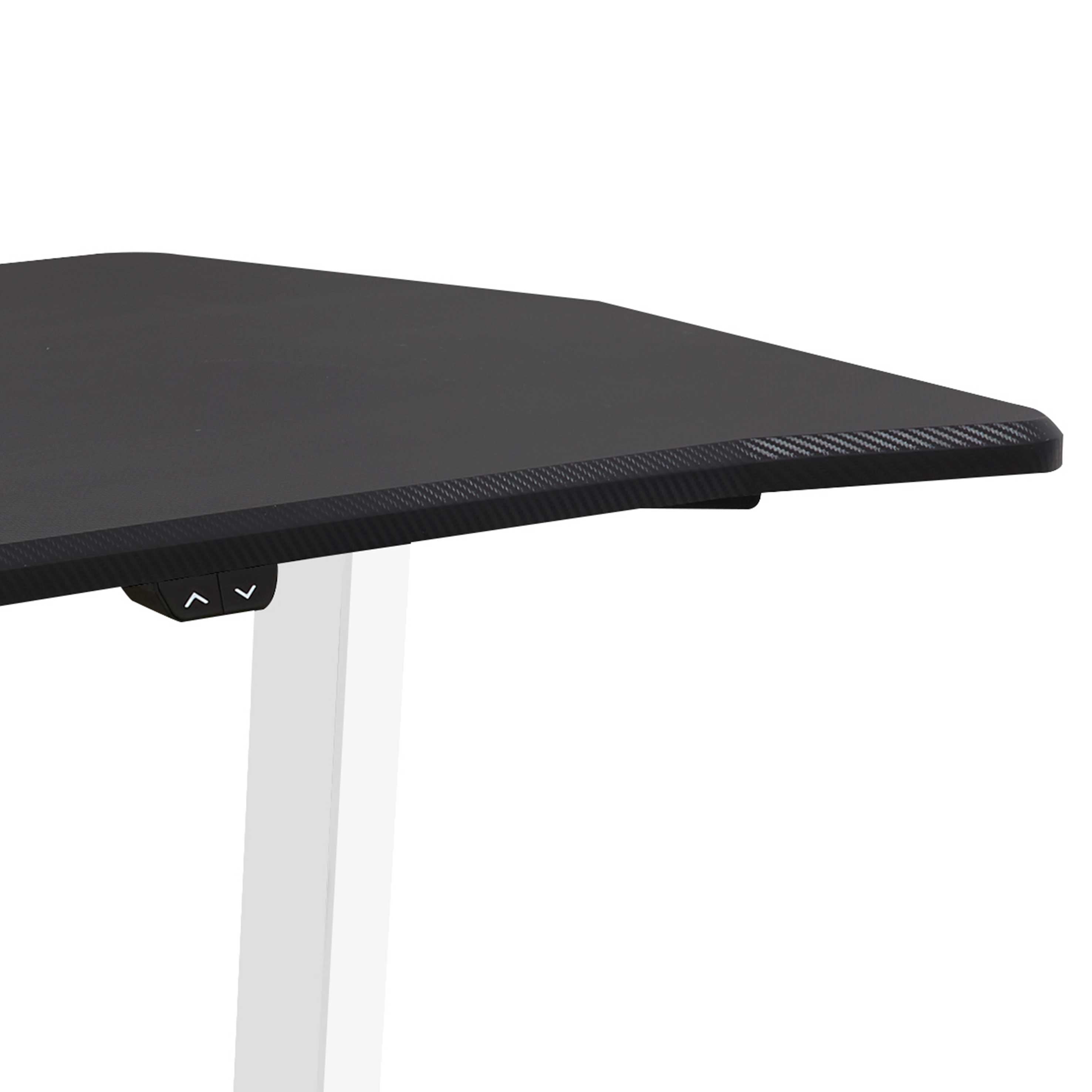Single Motor Height Adjustable Electric Standing Desk with Carbon Fiber Desktop - Ergonomic Sit Stand Gaming & Workstation for Home Office, PC Gaming Setup (Model DH70)