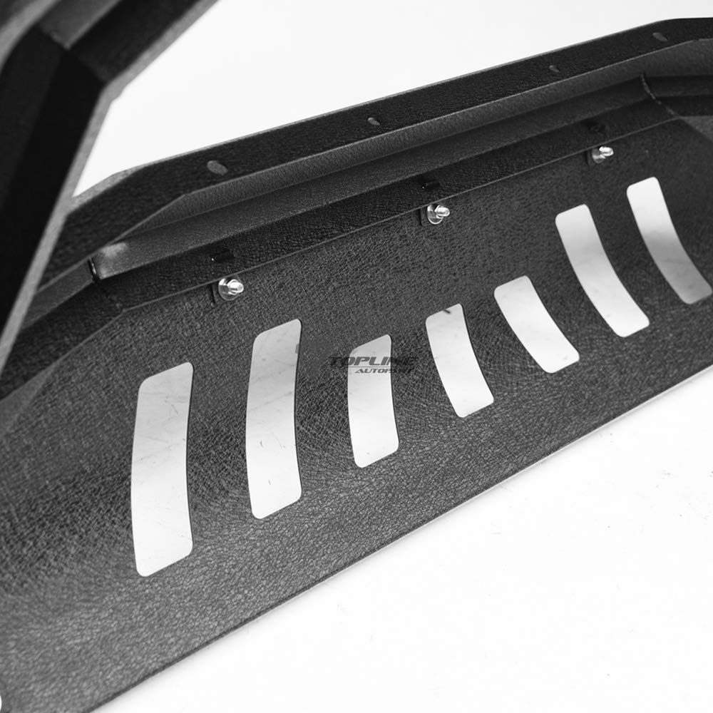 Textured Black AVT Style Bull Bar Brush Guard Push Bumper with Skid Plate for 2007-2021 Toyota Tundra - Off-Road Protection & Front Grill Guard for Truck Adventures