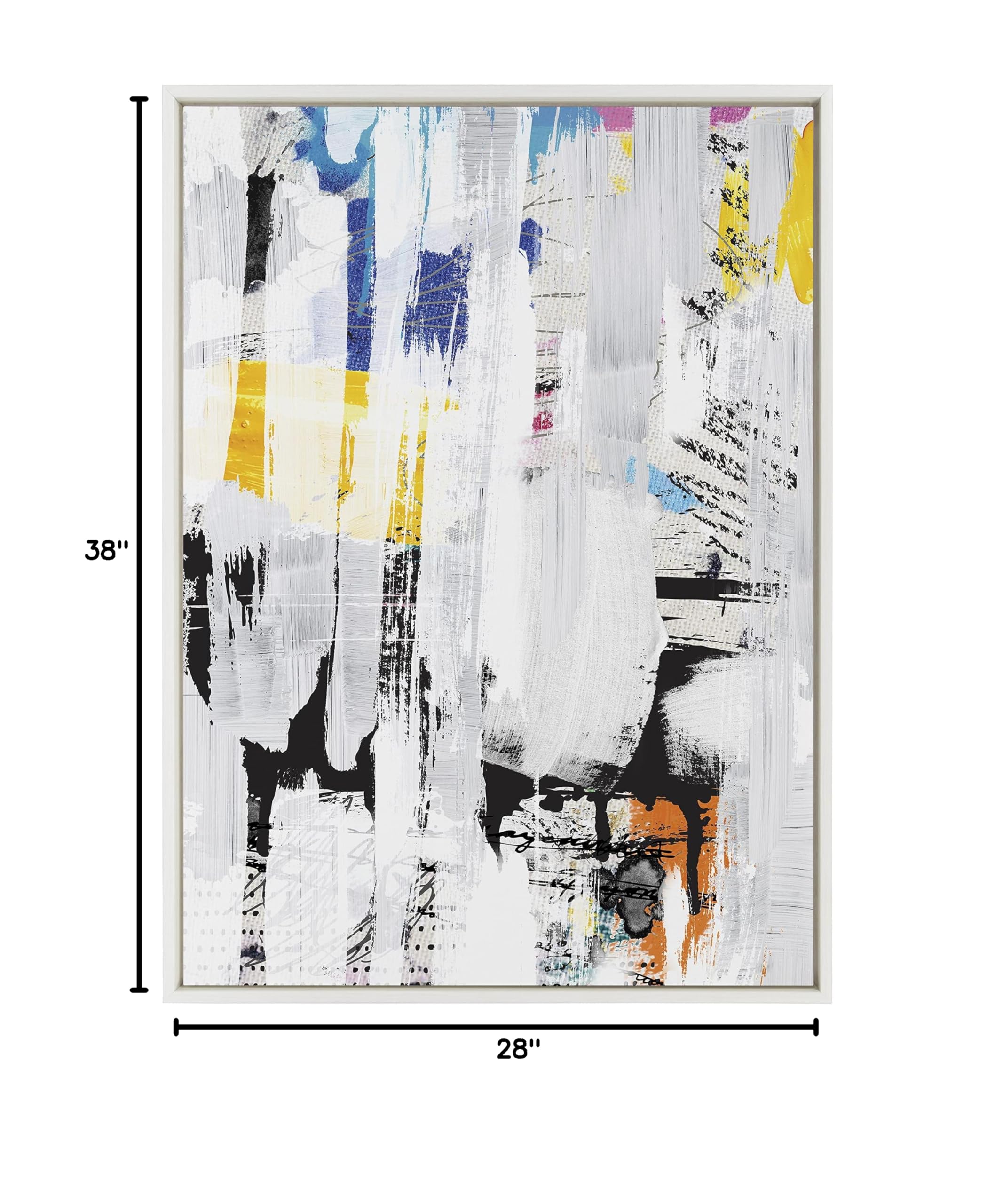 Kate & Laurel Sylvie Street Art 2 Framed Canvas Wall Art by Nikki Chu - 28x38 Inch White Oversized Modern Abstract Painting - Perfect for Living Room, Bedroom & Office Décor