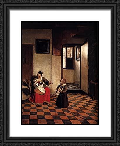 Black Ornate Wood Frame with Double Matting