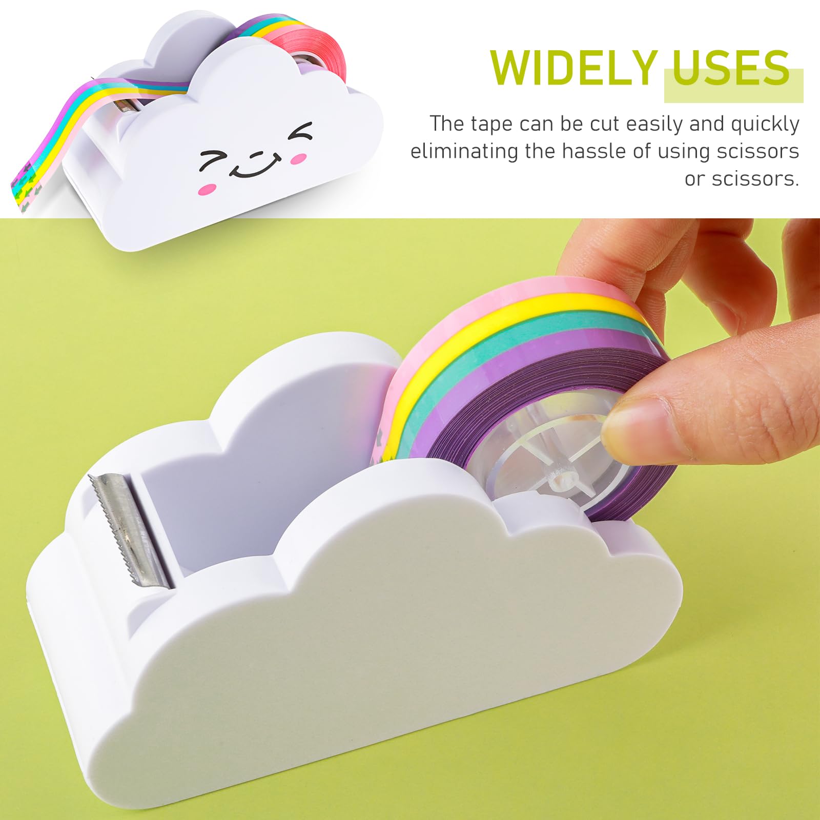 Cloud-Shaped Tape Dispenser with Rainbow Design - Cute Desktop Tape Cutter for Home, School & Office | Perfect for Stationery, Packaging, Wrapping & Craft Supplies | Ideal for DIY Projects, Gift Wrapping & Organization