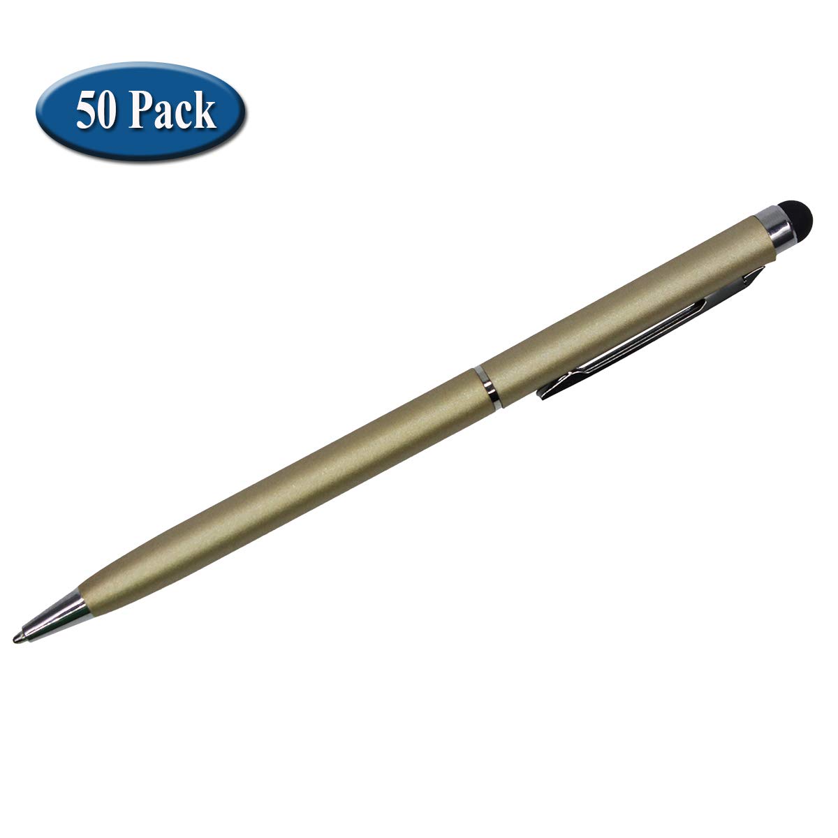 50 Pack 2-in-1 Stylus Pens with Black Ink Ballpoint - Compatible with iPad, iPhone, Samsung Tablet, Kindle & Touch Screens - Perfect for Note Taking, Drawing & Digital Signatures (Personalizable)