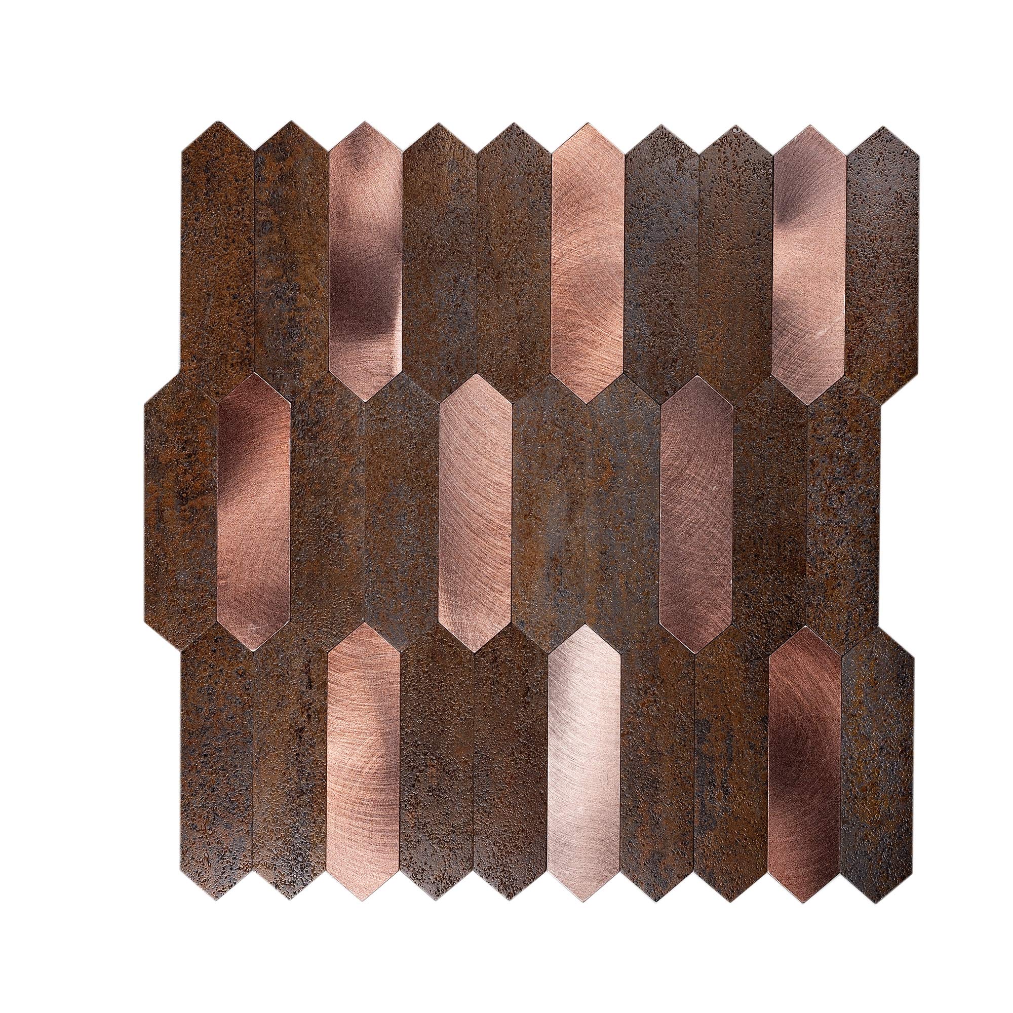 Copper Peel and Stick Backsplash Tile - 12x12 Inch Self-Adhesive Wall Panel for Kitchen, Bathroom, Shower or Fireplace (10-Pack) - Easy DIY Home Renovation & Decoration Upgrade