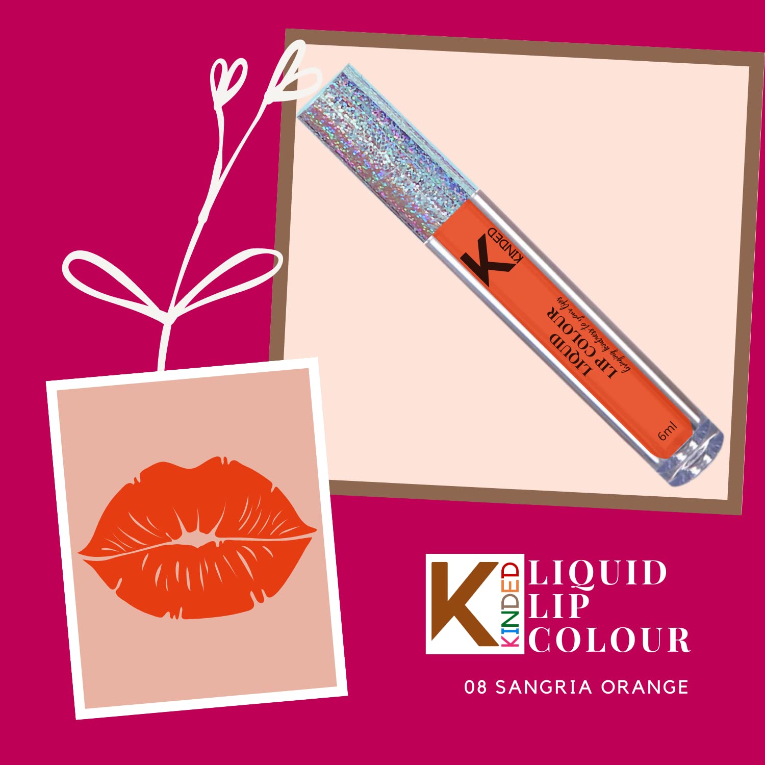 KINDED Liquid Lipstick Set - Vitamin E Enriched, Waterproof, Long-Lasting Matte Lip Color (2 Pack, 6ml Each) - Barbie Pink & Sangria Orange Shades | Perfect for Daily Wear, Parties, and Special Occasions