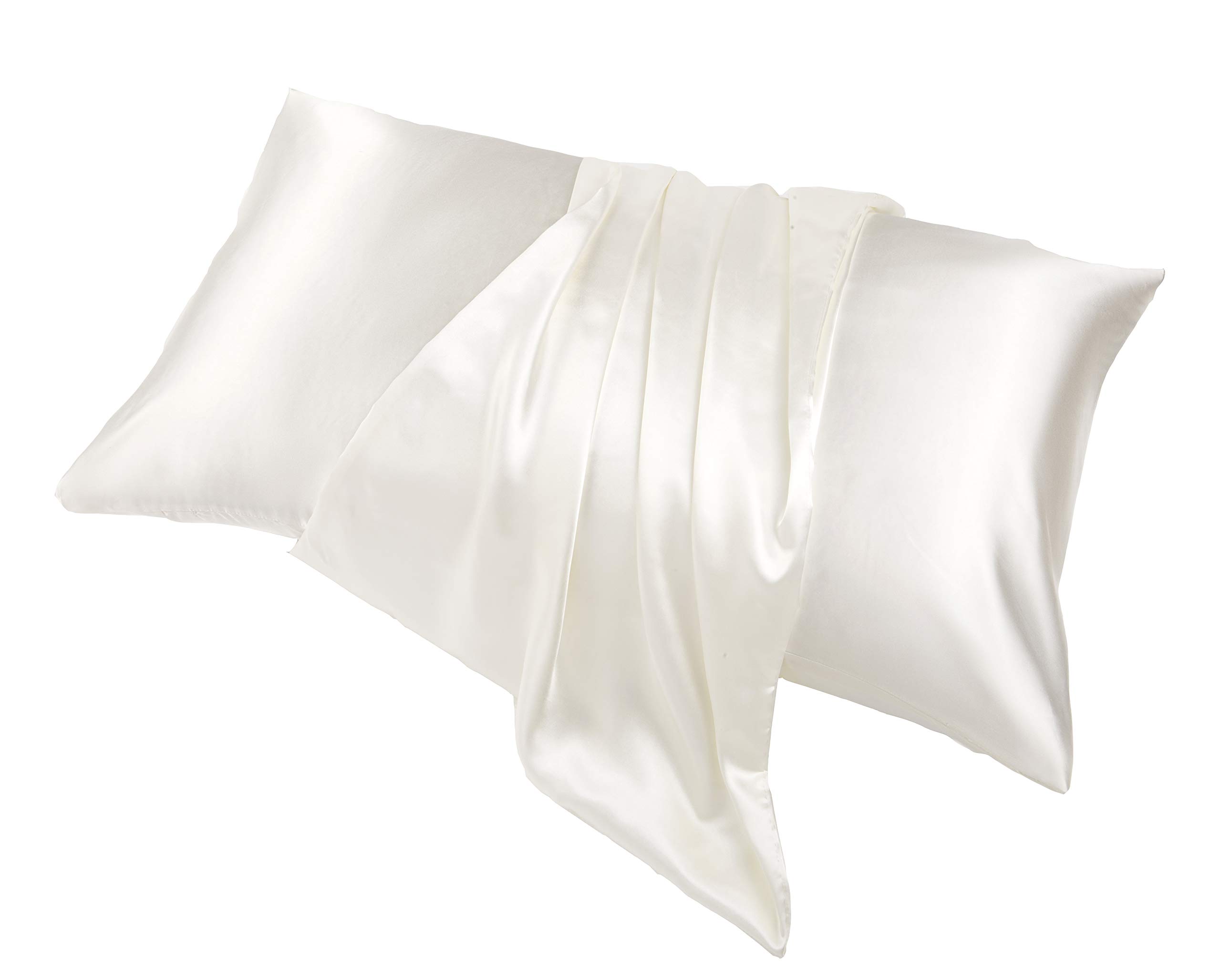 Luxury Satin Silk King Size Pillowcase - Cooling, Breathable & Super Soft for Hair & Skin Care - Ivory White - Perfect for Bedroom, Travel & Spa Relaxation