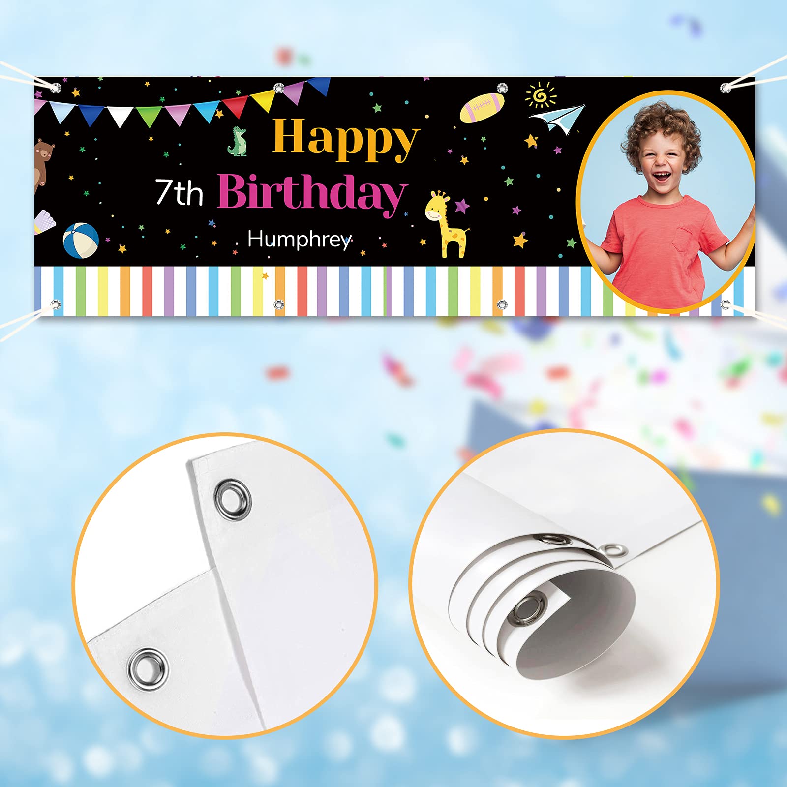 Personalized Happy Birthday Banner with Photo & Name - Custom Rose Gold & Black Anniversary Party Backdrop for Women, Men & Kids | Perfect for Birthday Celebrations, Baby Showers & Special Events