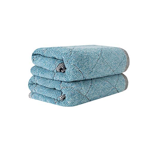 Premium 100% Cotton Diamond Pattern Hand Towels Set of 2 - Soft & Absorbent Bathroom Towels 13x29 Inch (Blue) | Ideal for Guest Bathrooms, Powder Rooms & Spa Decor