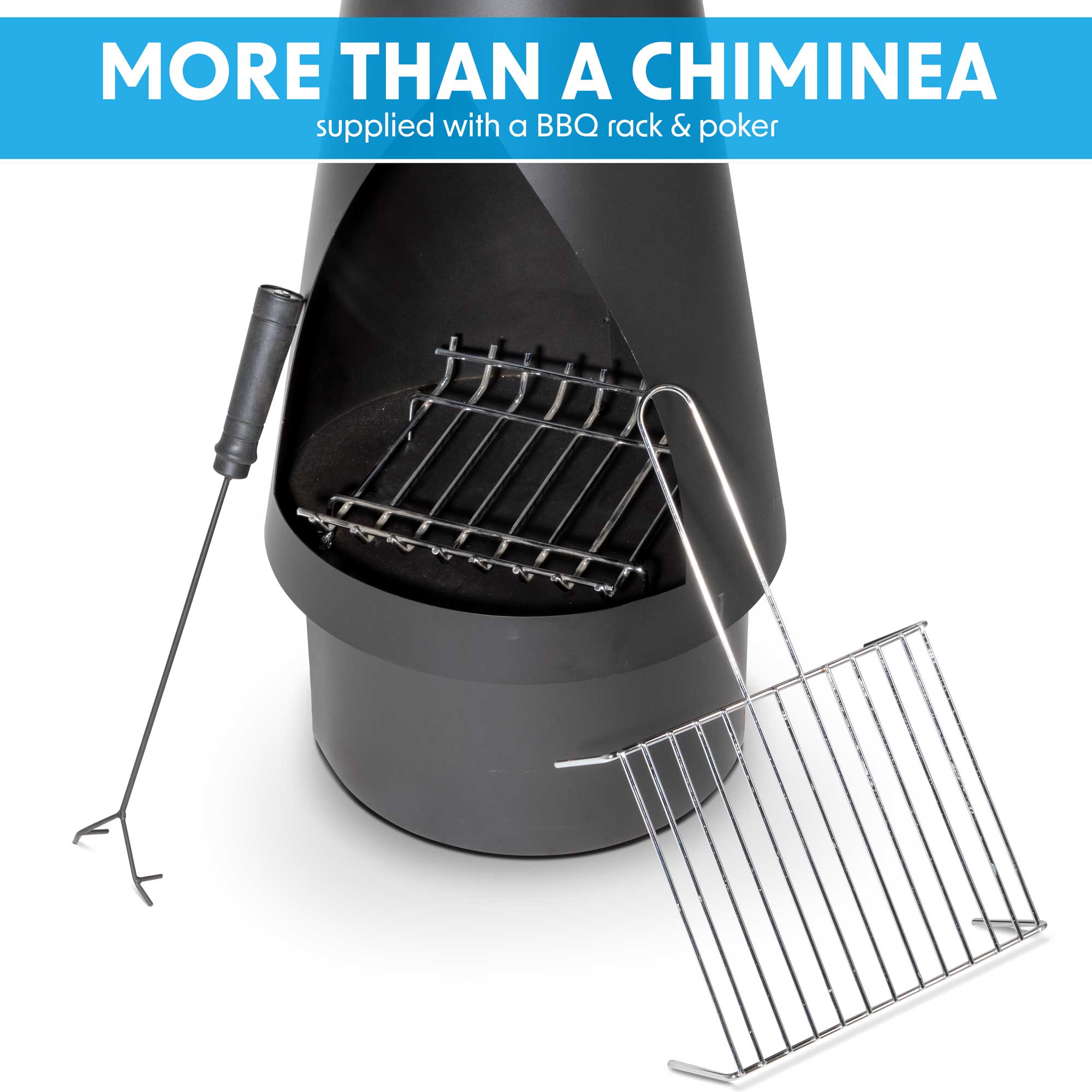 Black Steel Outdoor Chiminea Fireplace & Fire Pit - DG109 for Patio, Garden, and Backyard Gatherings