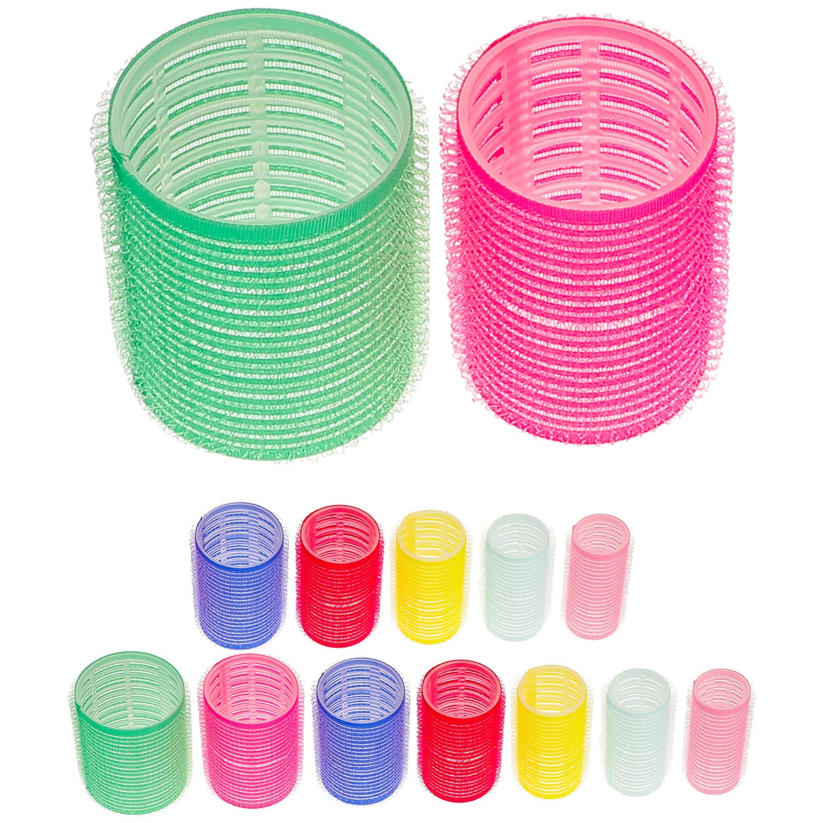 Uonlytech 14pcs Self Grip Hair Rollers Set - Large Hair Curlers for Medium & Short Hair (Random Colors) | Salon Quality Styling Tools for Voluminous Curls & Waves at Home