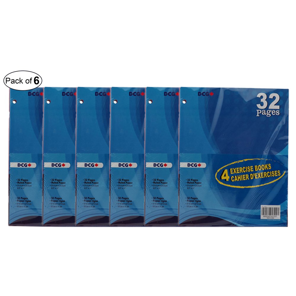 6-Pack Exercise Notebooks for School, College & Office - 4 Subject Spiral Notebooks with 200 Pages Each, Wide Ruled Paper for Note Taking, Writing & Studying - Perfect for Students, Teachers & Professionals
