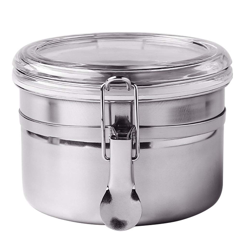 Premium Stainless Steel Airtight Food Storage Container - 4-Piece Set for Sugar, Tea, Coffee, Cookies & Dry Snacks - Kitchen Pantry Organization with Clear Lid & Locking Clamp - Ideal for Home, Office & Camping Use