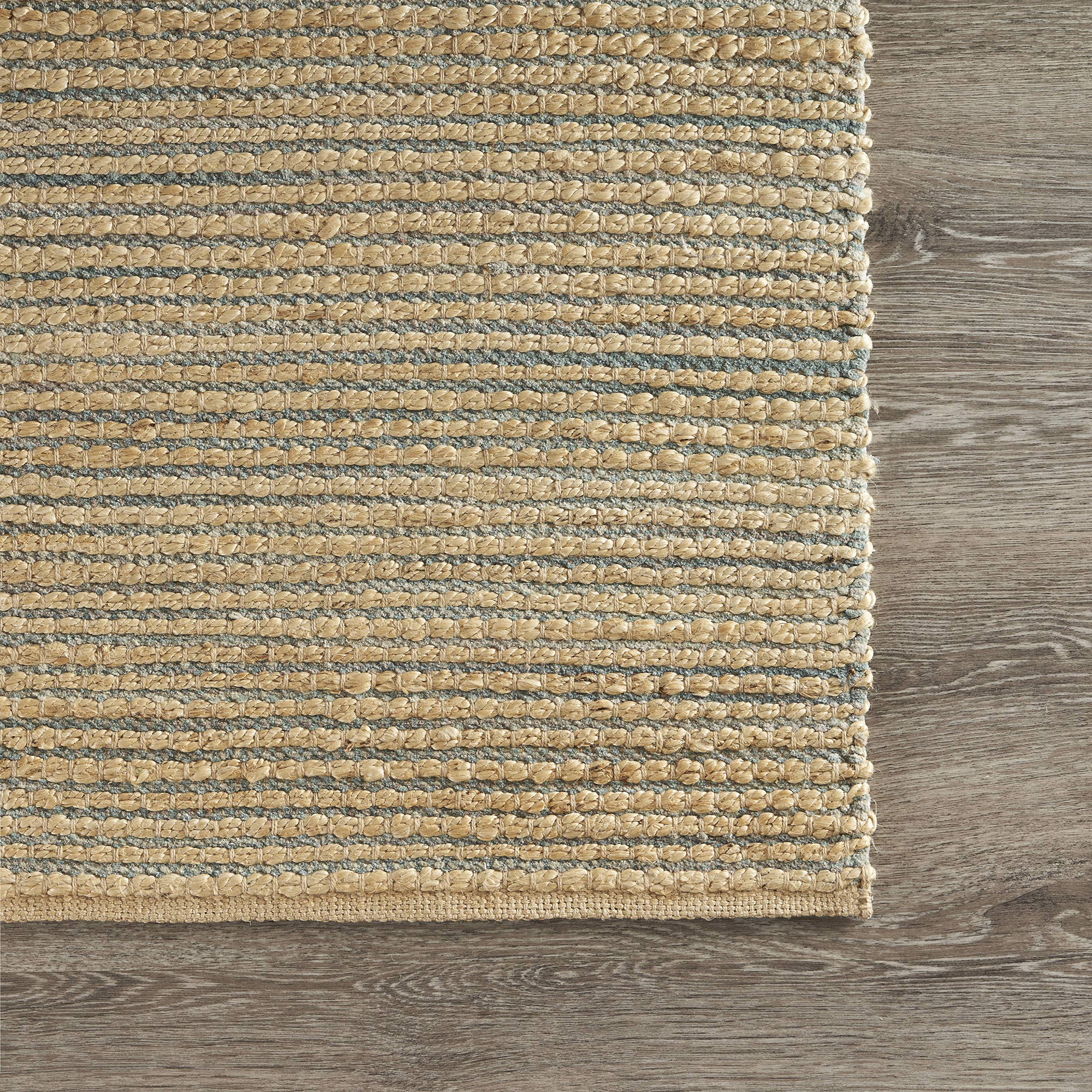 LR Home 8x10 Natural Jute Area Rug - Modern Farmhouse Boho Style Indoor Rug for Bedroom, Living Room, Playroom & Entryway | Large Natural/Blue Home Decor Rug | Perfect for Cozy Living Spaces, Nursery & Office Decor
