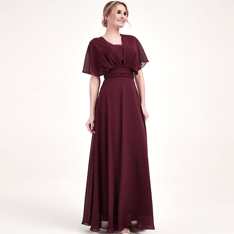 Elegant Dusk Convertible Chiffon Bridesmaid Dress - Wrap Style Floor Length Gown for Weddings, Prom & Formal Events