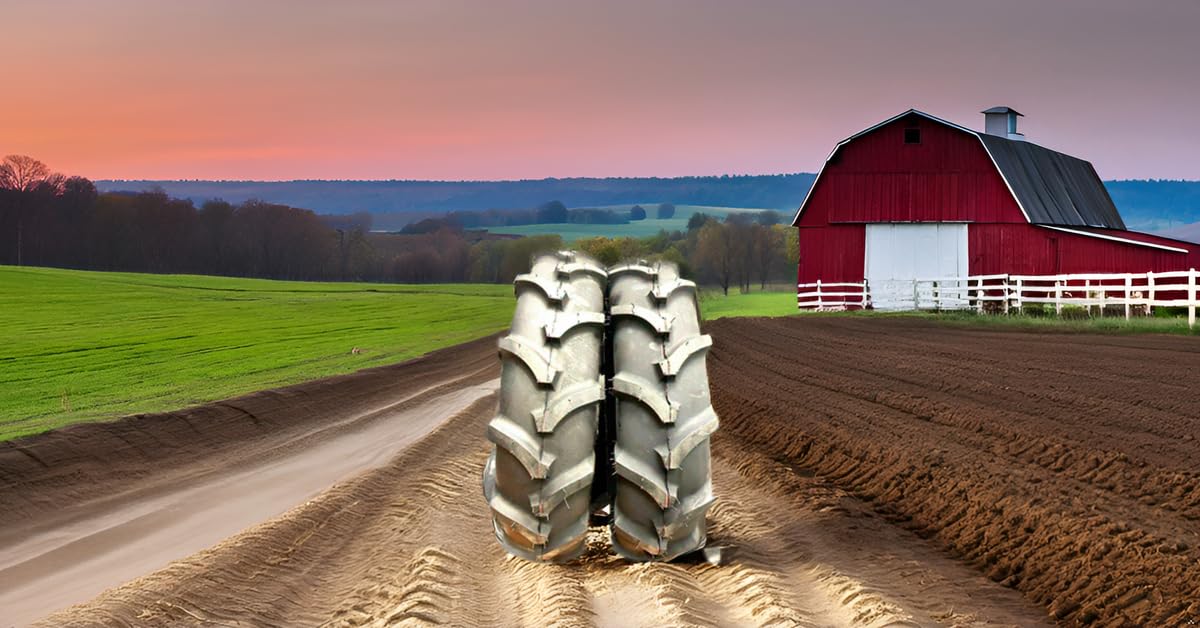 **Set of 2 New 7-16 Farm Tractor Lug R-1 Tires with Tubes – Heavy-Duty Agricultural Tires for Tractors, Implements, and Off-Road Use**