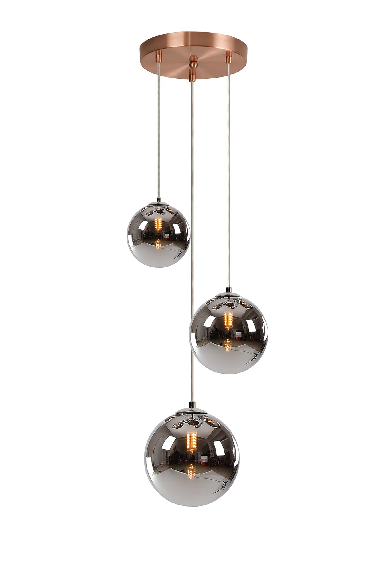 Austin 31cm Round Glass Pendant Light Fixture with 3 G9 Bulb Sockets - Perfect for Kitchen Island, Dining Room, and Modern Home Lighting