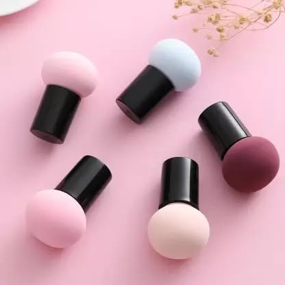 Soft Mushroom Beauty Blender 5-Piece Set for Makeup - Liquid, Cream & Powder Application