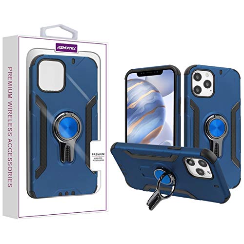 Asmyna Hybrid Shockproof Case with Ring Stand for Apple iPhone 12/12 Pro 6.1 Inch - Ink Blue Black | Slim Protective Cover for Everyday Use, Work & Travel