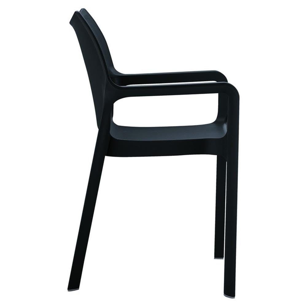 Premium Black Resin Outdoor Patio Dining Arm Chairs (Set of 4) - Weather-Resistant, Durable & Stylish for Backyard, Garden, Poolside or Deck Seating