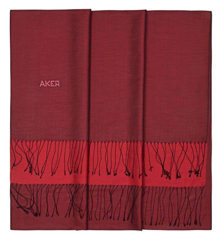 Aker Women's Pure Silk Shawl with Swarovski Crystals - Elegant Red Maroon Scarf for Parties, Weddings & Special Occasions