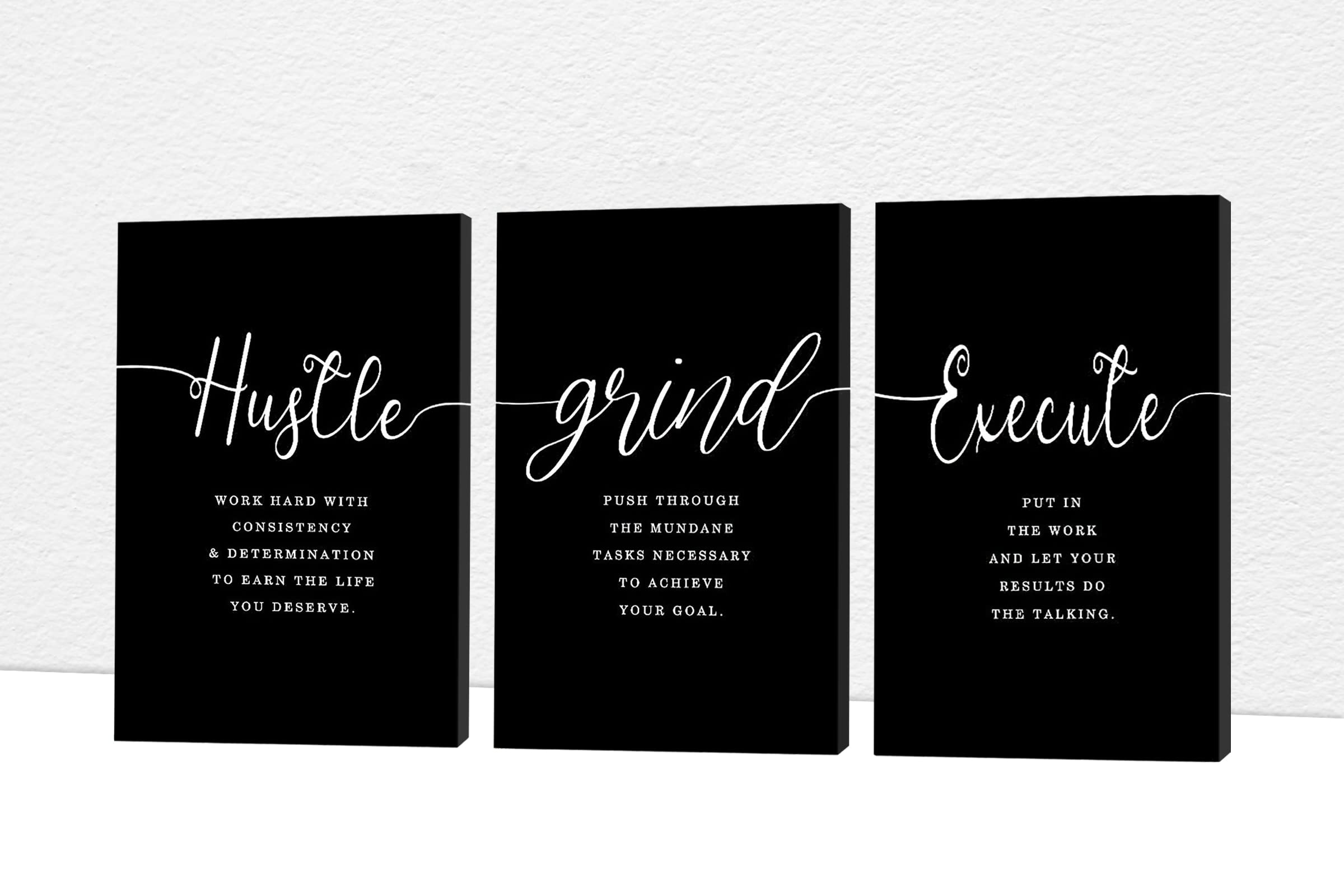 3-Panel Motivational Canvas Wall Art for Office & Home Decor - Inspirational Quotes Prints (16”x24”x3Pcs) - Perfect for Home Office, Workplace, or Living Room Wall Decoration