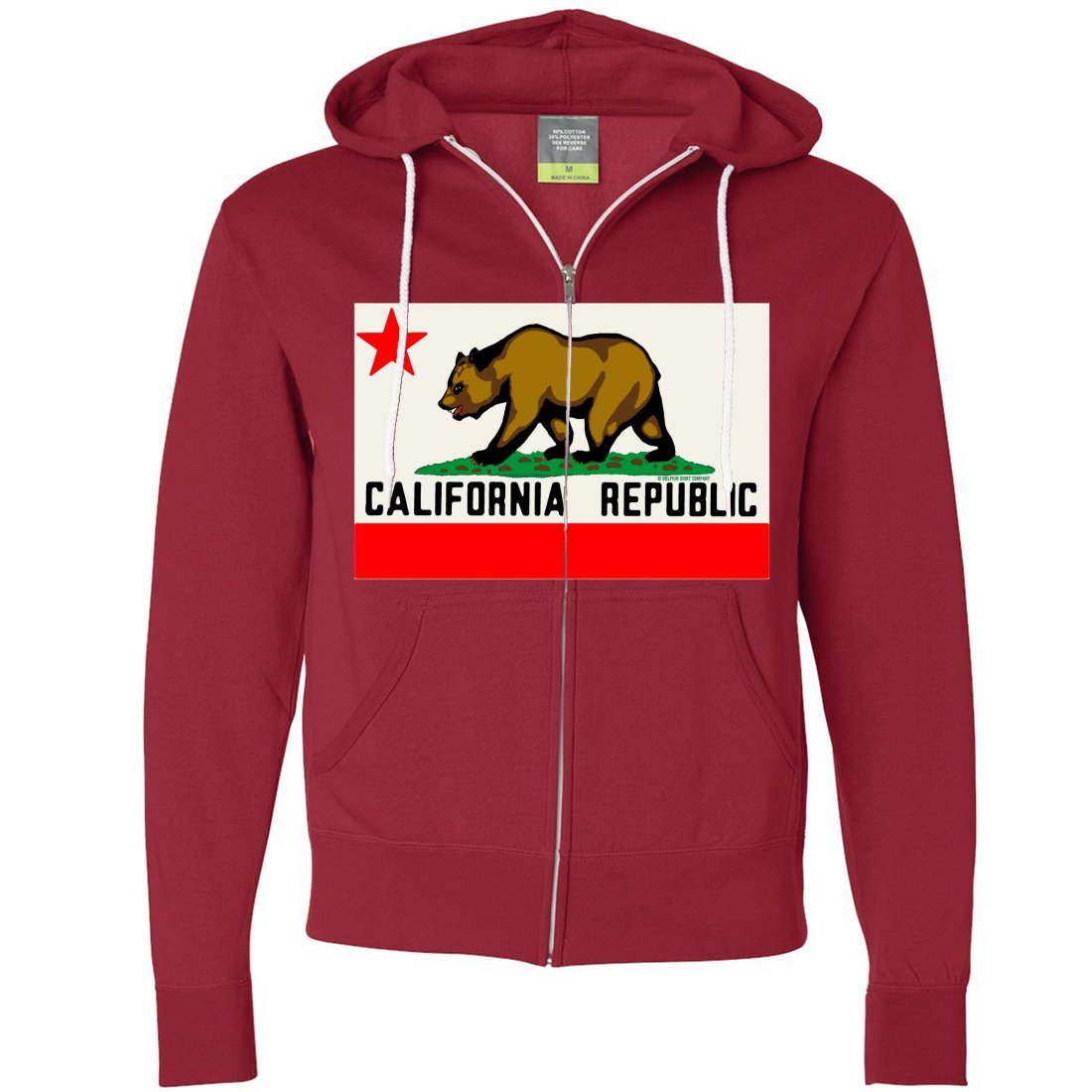California Republic Original Bear Flag Zip-Up Hoodie for Men & Women | Vintage Style Pullover Sweatshirt | Casual Wear, Outdoor Activities & College Spirit