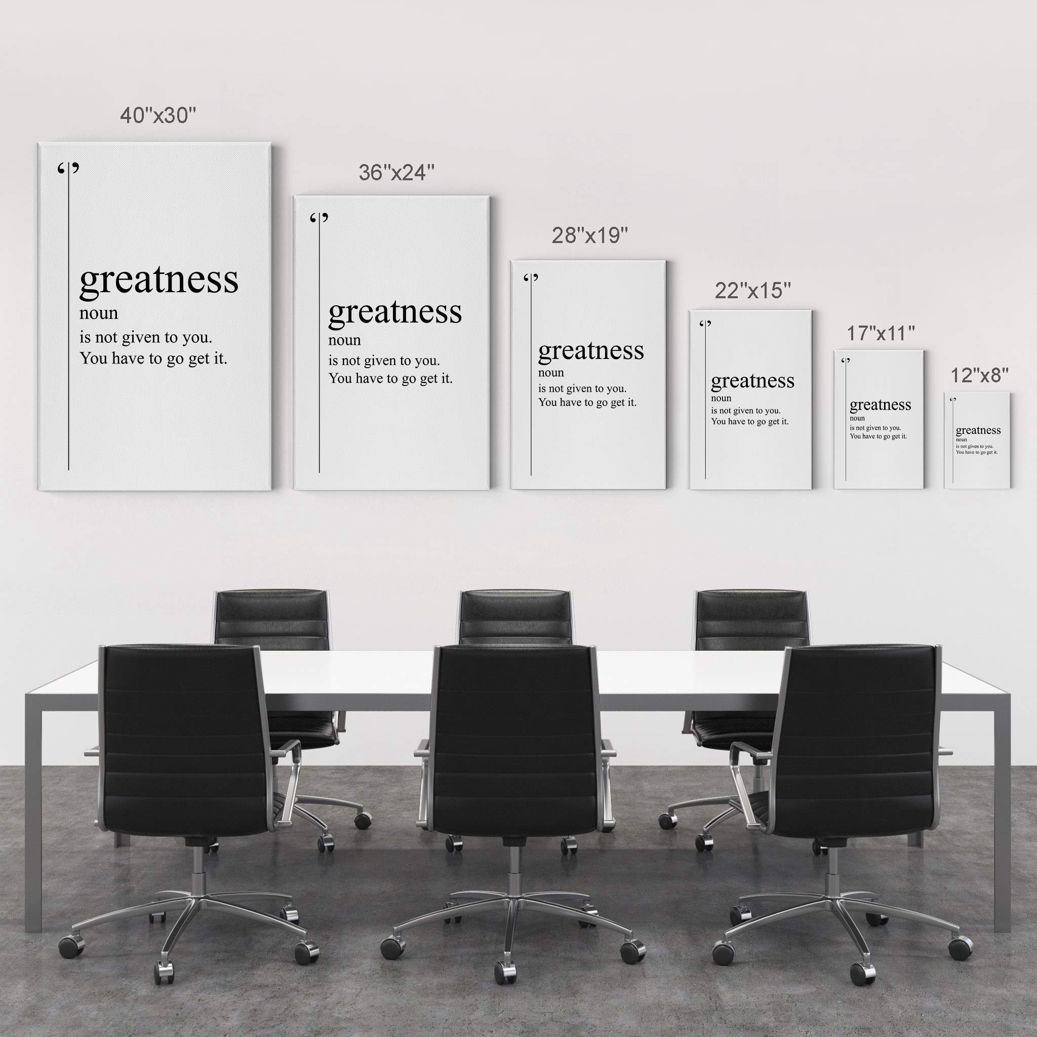 Smile Art Design Greatness Definition Motivational Canvas Wall Art - Black & White Dictionary Quote Print for Office & Living Room Decor - Inspirational Gift Ready to Hang (36x24) - Perfect for Home Offices, Workspaces & Motivational Gifts