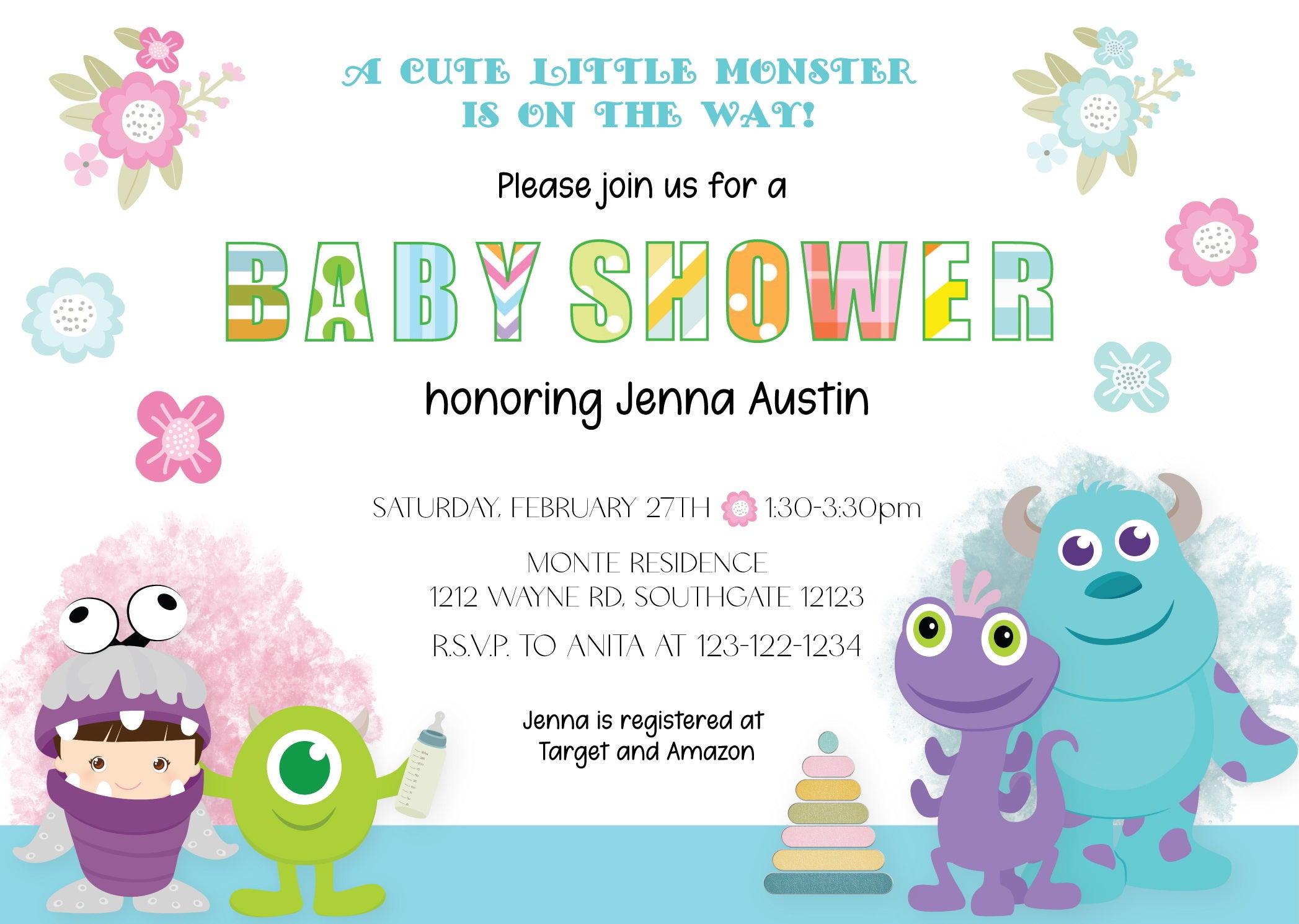 Monsters Inc Baby Shower Decorations & Party Supplies - Cute Disney Pixar Themed Decor for Baby Showers, Birthdays & Nursery Room