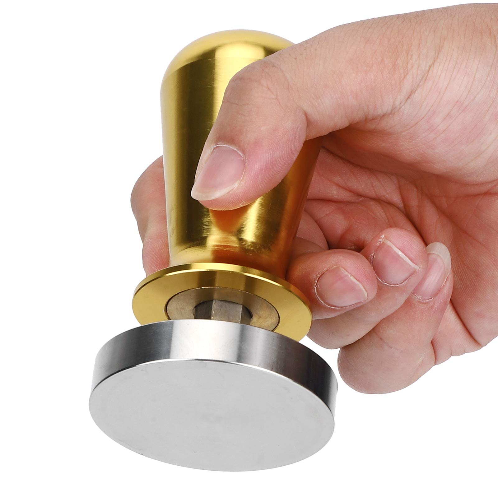 Premium Stainless Steel Coffee Tamper - Flat Base Espresso Tamper for Barista & Coffee Shops - Durable Coffee Press Hammer & Powder Press Accessory (Yellow) - Perfect for Home Brewing & Professional Cafes