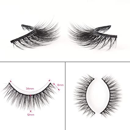 ADBHUTANAND® 3D Faux Mink False Eyelashes - Handmade Natural Black Long Thick Polyester Lashes (3 Pairs) | Perfect for Bridal, Party & Everyday Eye Makeup Looks