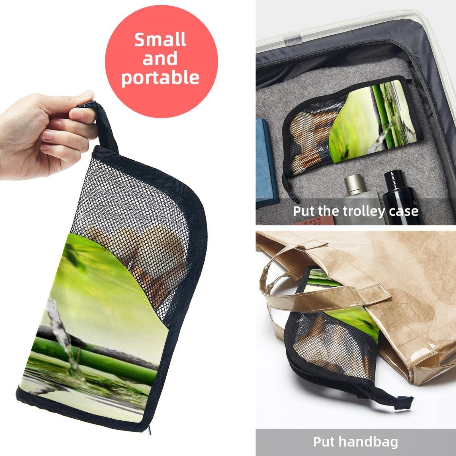 12-Piece Makeup Brush Organizer Bag with Scenic Stone River Design - Portable Travel Cosmetic Brush Holder Case for Home & On-The-Go Makeup Storage