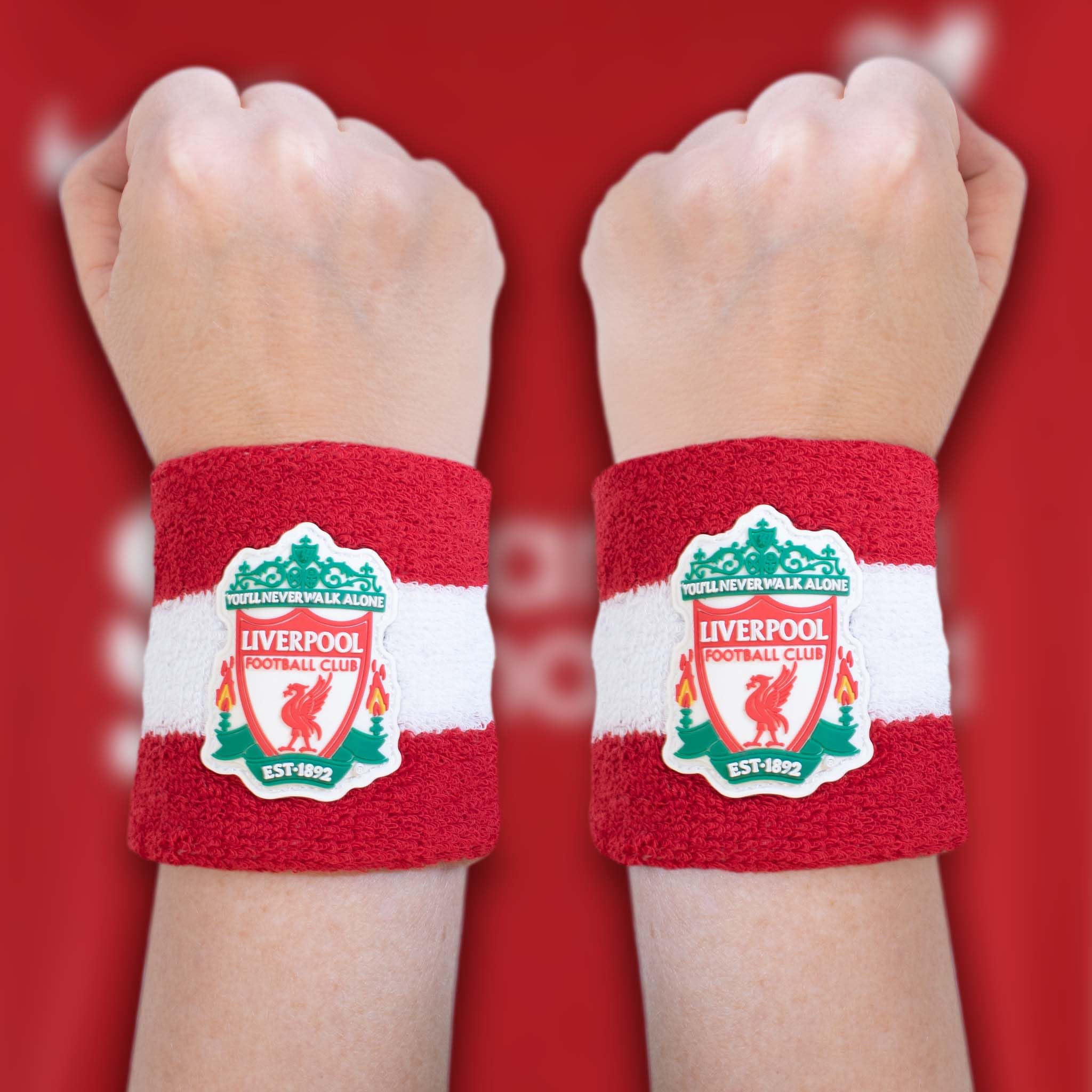 Official Liverpool F.C. Cotton Wristbands - 2 Pack Sweatbands for Kids & Adults | Moisture Wicking Unisex Sports Bands for Football, Running, Gym, Tennis & Workout | Perfect for Fans, Athletes & Fitness Enthusiasts