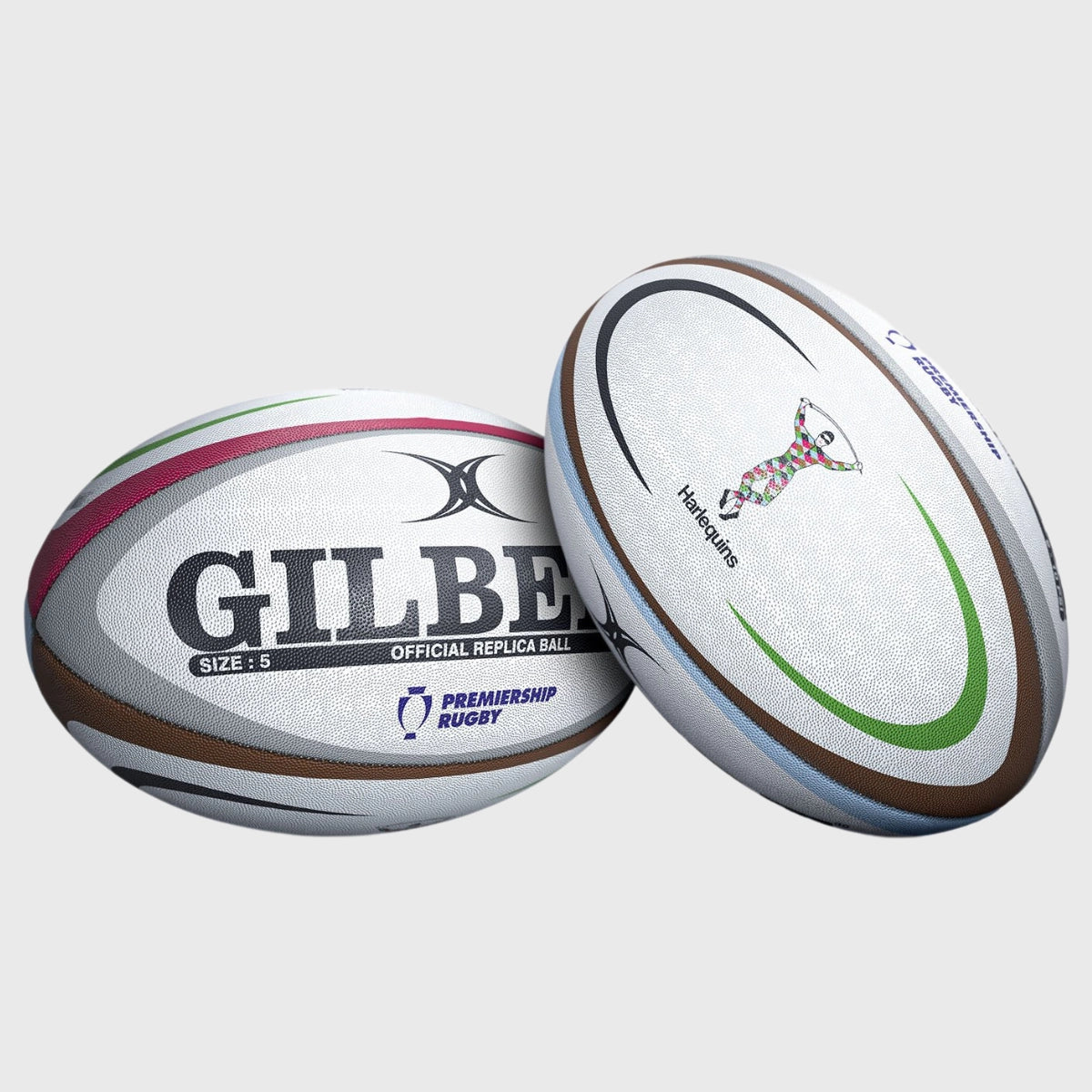 Gilbert Harlequins Replica Rugby Ball - Official Size 5 Match Ball for Training & Games - Perfect for Rugby Fans, Collectors & Sports Enthusiasts
