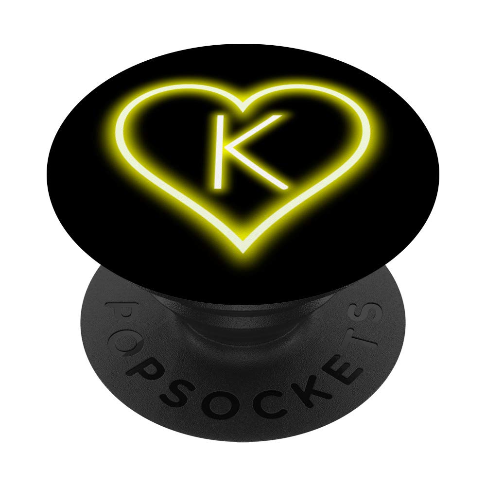 Yellow Heart Letter K Art - Aesthetic Wall Decor for Bedroom & Office