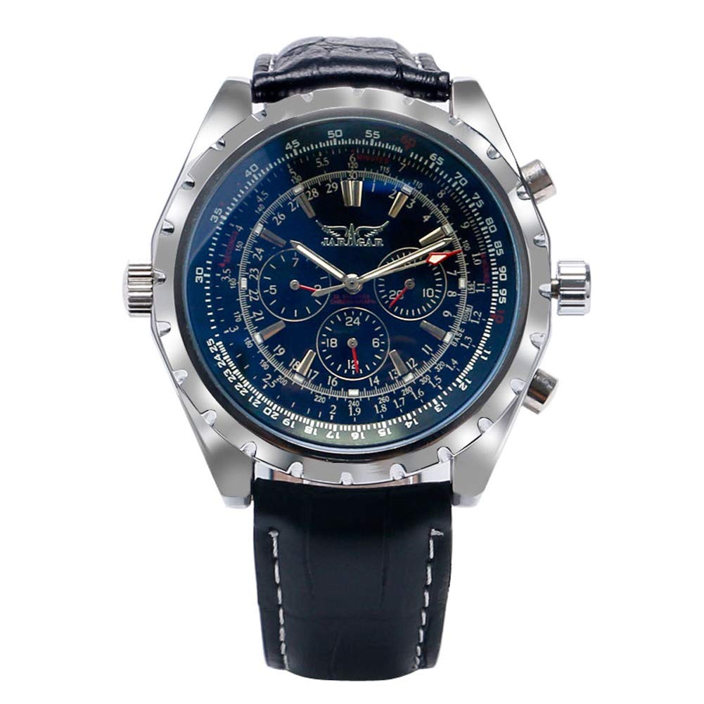 JARAGAR Luxury Men's Automatic Mechanical Watch - Genuine Leather Strap, Military Bezel Scale Dial, Water Resistant - Perfect Gift for Men | Business, Formal & Casual Wear, Outdoor Activities