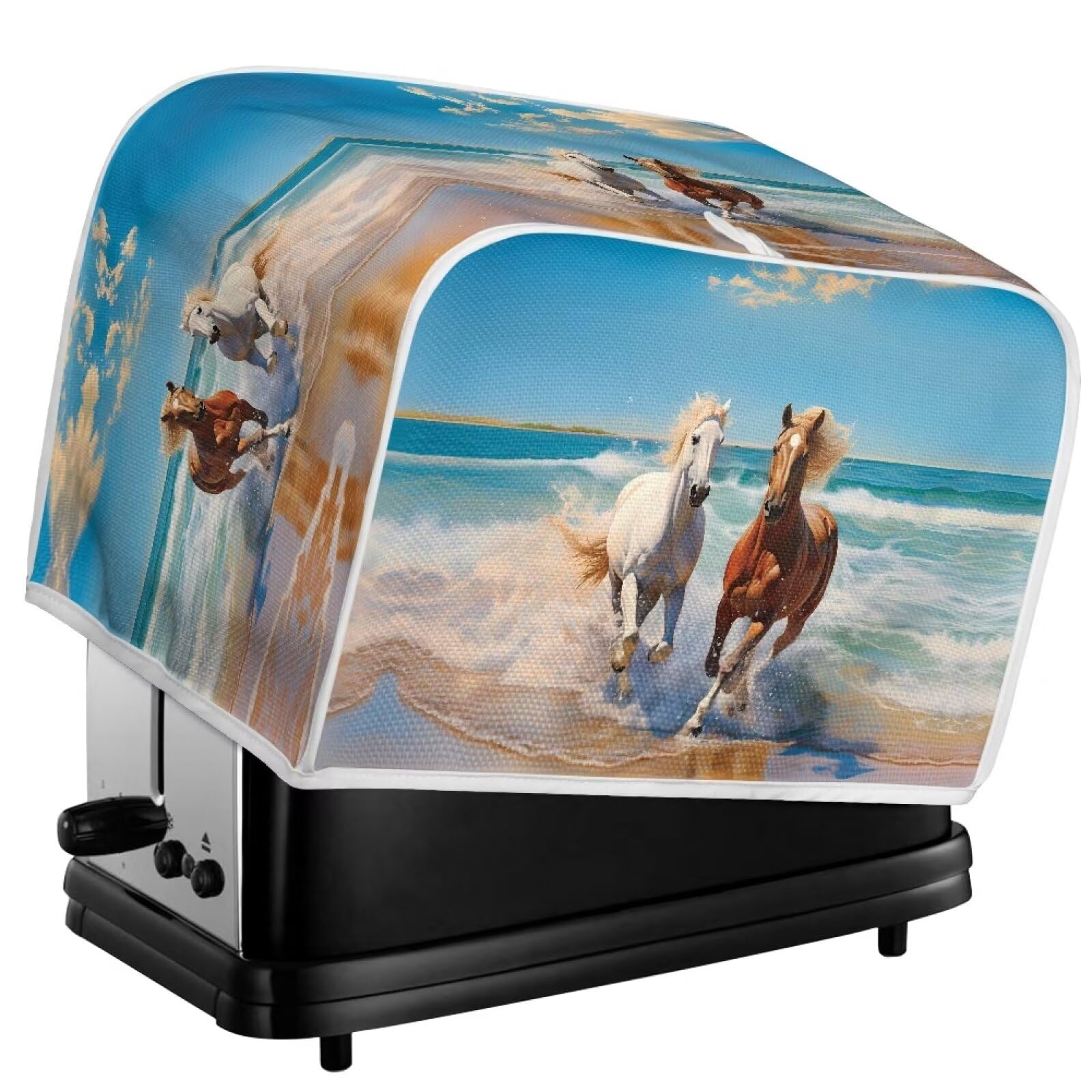 4-Slice Toaster Cover - Horse Print Dust Protector for Kitchen, Durable & Fingerprint-Resistant - Perfect for Microwave Oven, Bakeware & Small Appliance Protection (Ideal for Country Kitchen Decor & Gift)