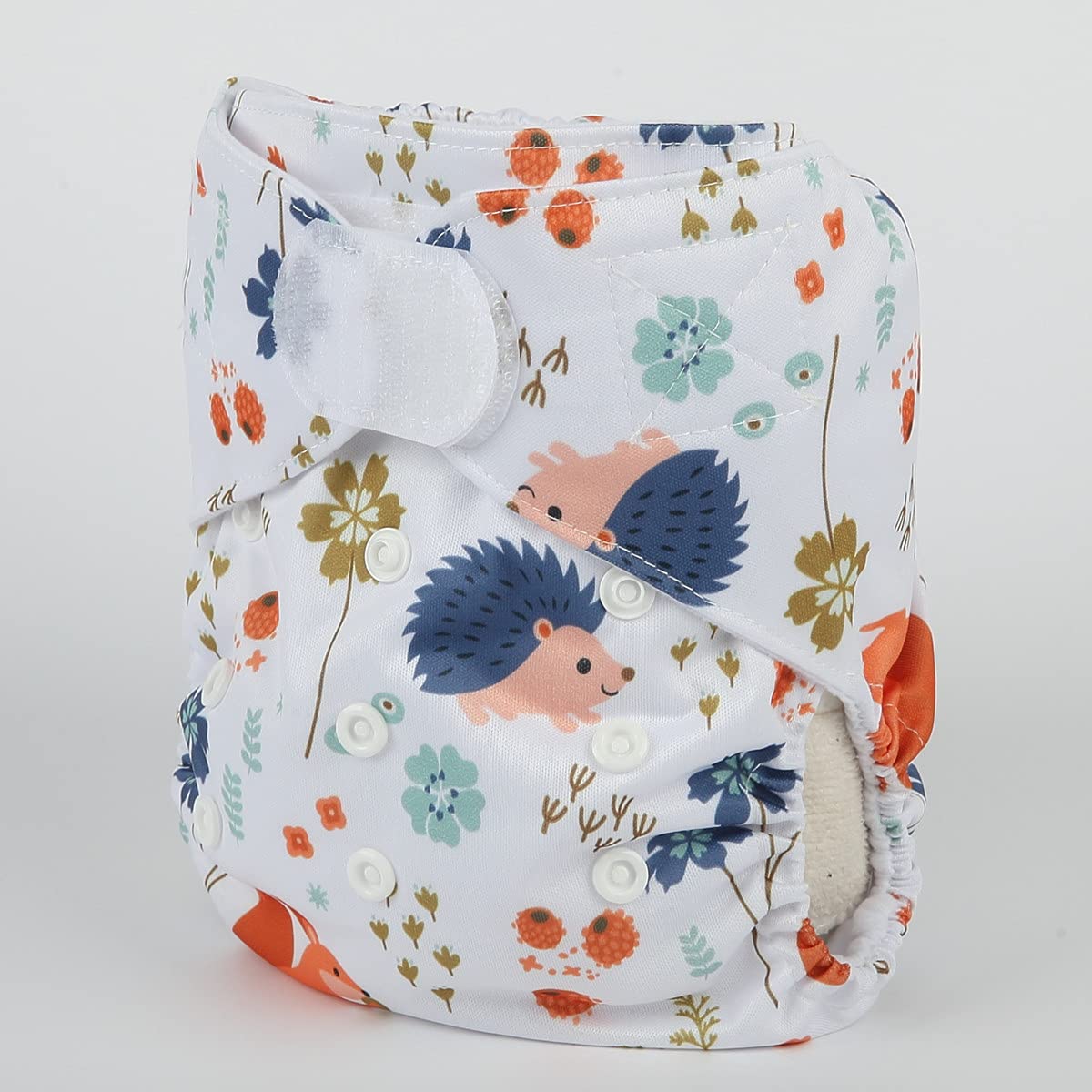 Organic Baby Pocket Cloth Diaper - Adjustable Hook & Loop Fasteners - Cute Squirrel & Hedgehog Print - Eco-Friendly Reusable Nappy for Newborns & Toddlers - Perfect for Daycare, Travel & Eco-Conscious Parenting